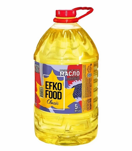 Масло подсолнечное рафинированное дезод. EFKO FOOD Classic для фритюра, 5л, шт (3шт/уп)