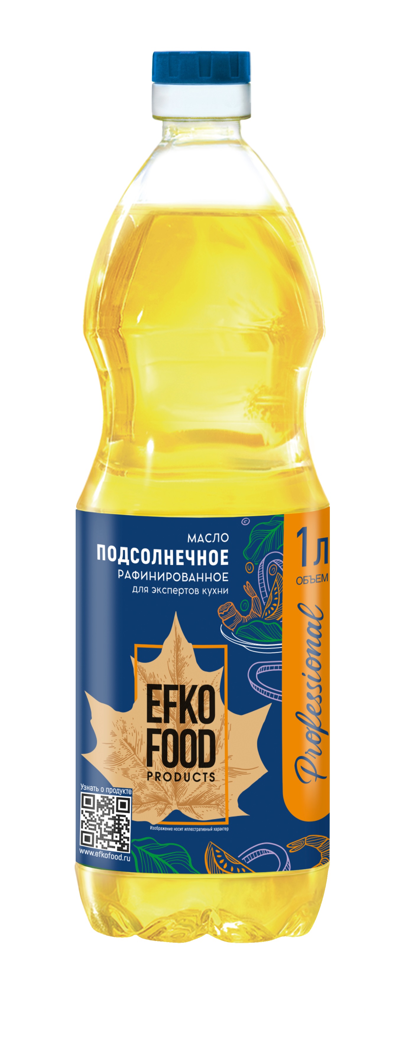 Масло подсолнечное рафинированное дез.1л EFKO FOOD Classic В/С (15шт/уп)