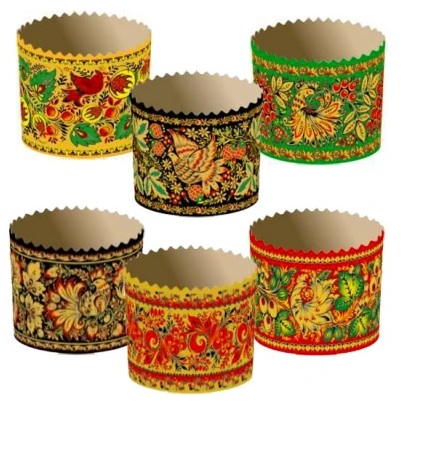 Форма бумажная для кулича d124хh100мм ХОХЛОМА 134шт/туба