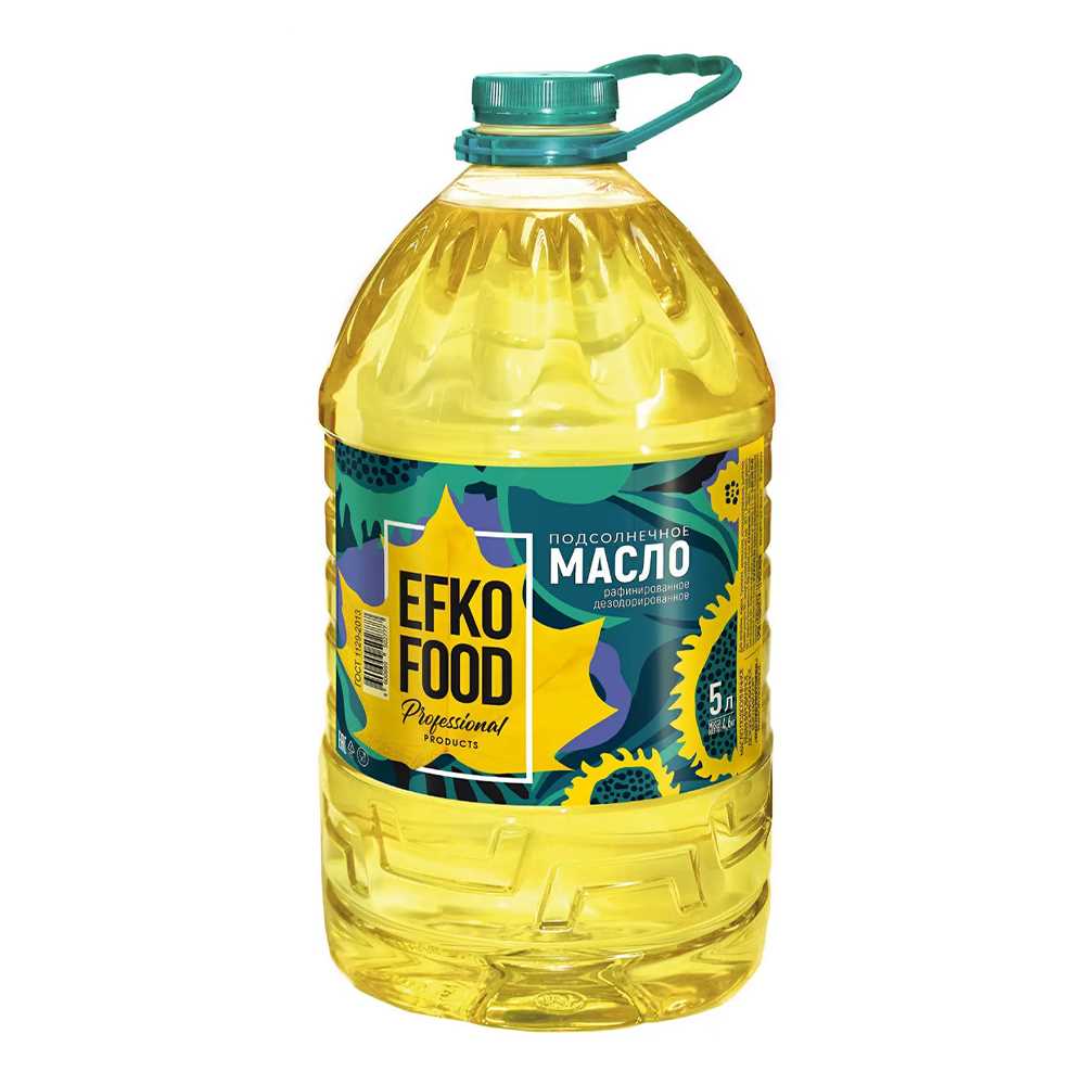 Масло подсолнечное рафинированное дезод. EFKO FOOD Professional для фритюра, 5л, шт (3шт/уп)