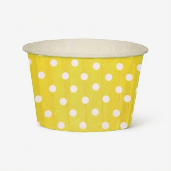 Форма для кап-кейка желтая в белый горох,плотн.карт.CUPS130/40 (2430 шт.)