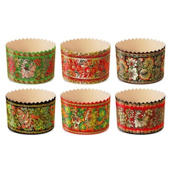 Форма бум.для кулича d70*h85ммХохлома(2400шт)  PRE7085XO 120шт/туба