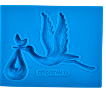 Молд силиконовый  Аист с младенцем большой 75х55мм 45627