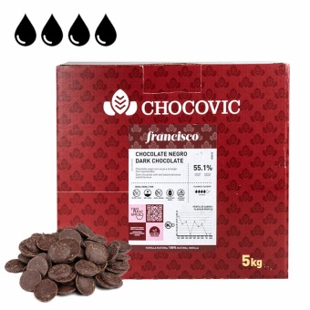 Шоколадная масса темная легкоплавкие диски Chocovic Francisco CHD-Q56CHCV-94B 5кг/шт.