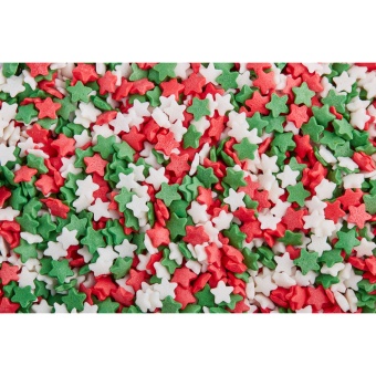 Посыпки Звезды красные, белые, зелен. мини (0,75кг) tp15789