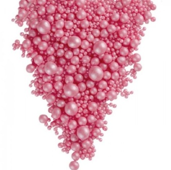 Драже зерновое взорванные зерна риса в цветной кондитерской глазури  "Жемчуг Розовый жемчуг" 12-13мм №128