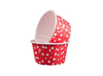 Форма для кап-кейка красная в белый горох,плотн.карт.CUPS130/40 (2430 шт.)