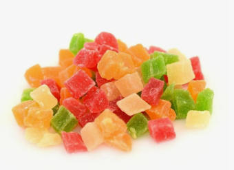 Цукаты разноцветные кусочки папайи 4*4мм (10 кг.) MRFFC0035