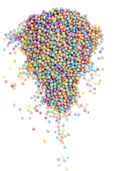 Драже зерновое взорванные зерна риса в цветной кондит.глаз. (оранж, голуб, сирен, розов) №097М