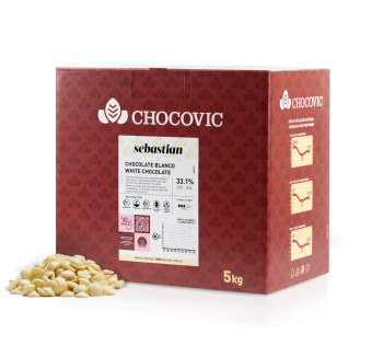 Шоколадная масса белая легкоплавкие диски Chocovic Sebastian CHW-S4CHVC-94B 5кг/шт.